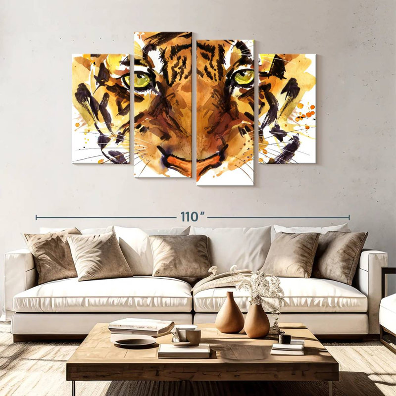 Tigre féroce Brampt, 54'' H x 84'' W
