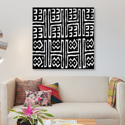 Mudcloth Black Geometric Design VII by Ellie Roberts - Gallery-Wrapped Canvas Giclée on Canvas