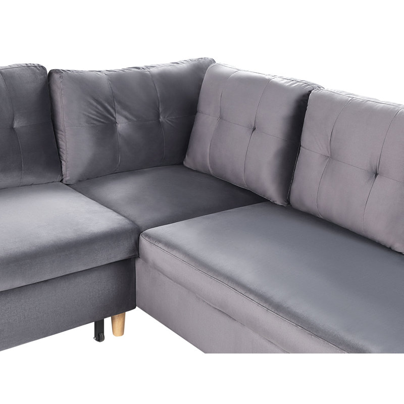 Abdirizaq 4 Seater Velvet Sofa Bed, Grey