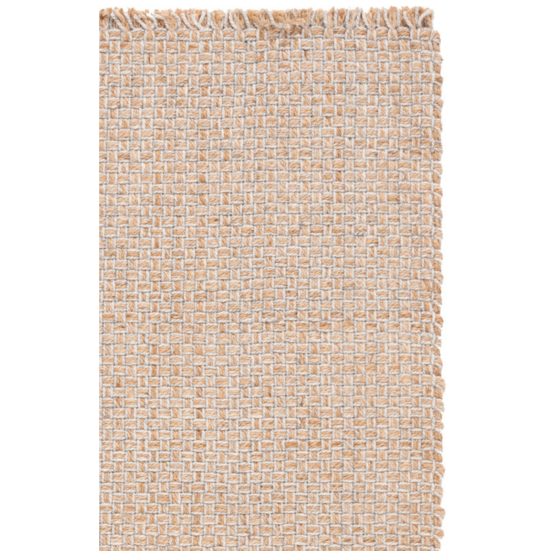 Khamis Natural Fiber Hand Woven Jute/Wool Solid Color Rug in Ivory/Brown, Rectangle 5' x 8'
