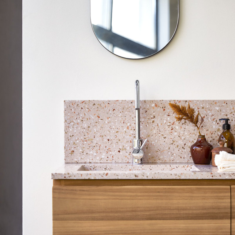 Ava Premium Terrazzo Bathroom Vanity Top, 120 cm x 25 cm, Pink