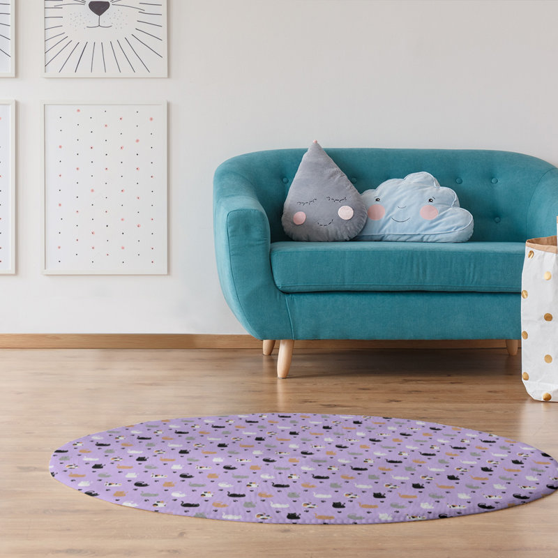 Tapis de la zone mauve chat, Rond 5 pi