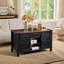 Table basse de rangement à plateau relevable avec porte de grange coulissante Chanya-681362981