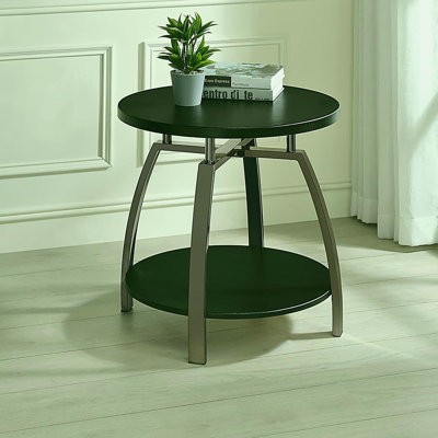 Dark gray and black nickel edge table