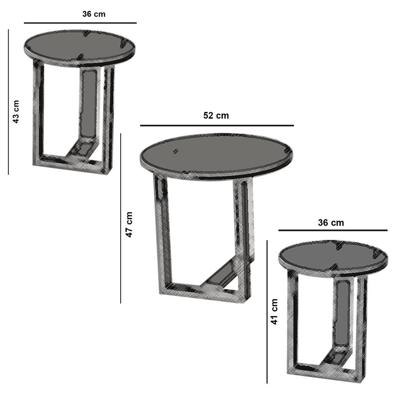 Tables gigognes Sky, Blanc