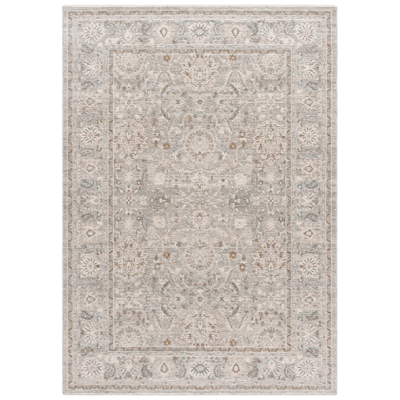 Power Loom Polyester Oriental Area Rug in Taupe/Ivory, Blue/Ivory, Rectangle 10' x 14'