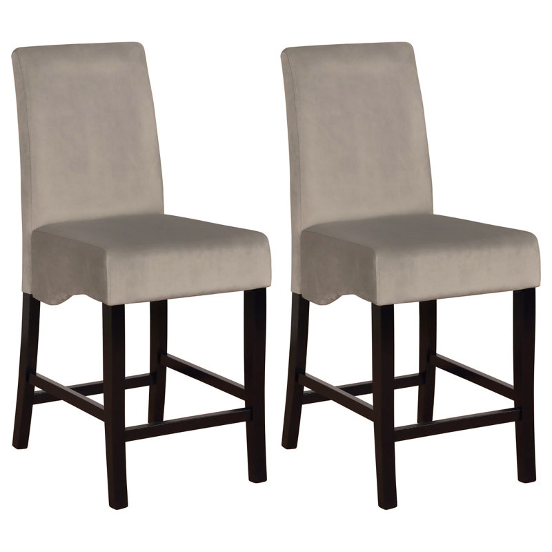Ensemble de 2 tabourets de comptoir rembourrés gris foncé et noir