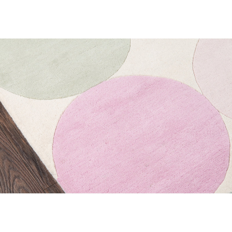 Tapis pastel / rose / sauge en laine touffeté à la main Delmar, Rectangle 9 pi x 12 pi