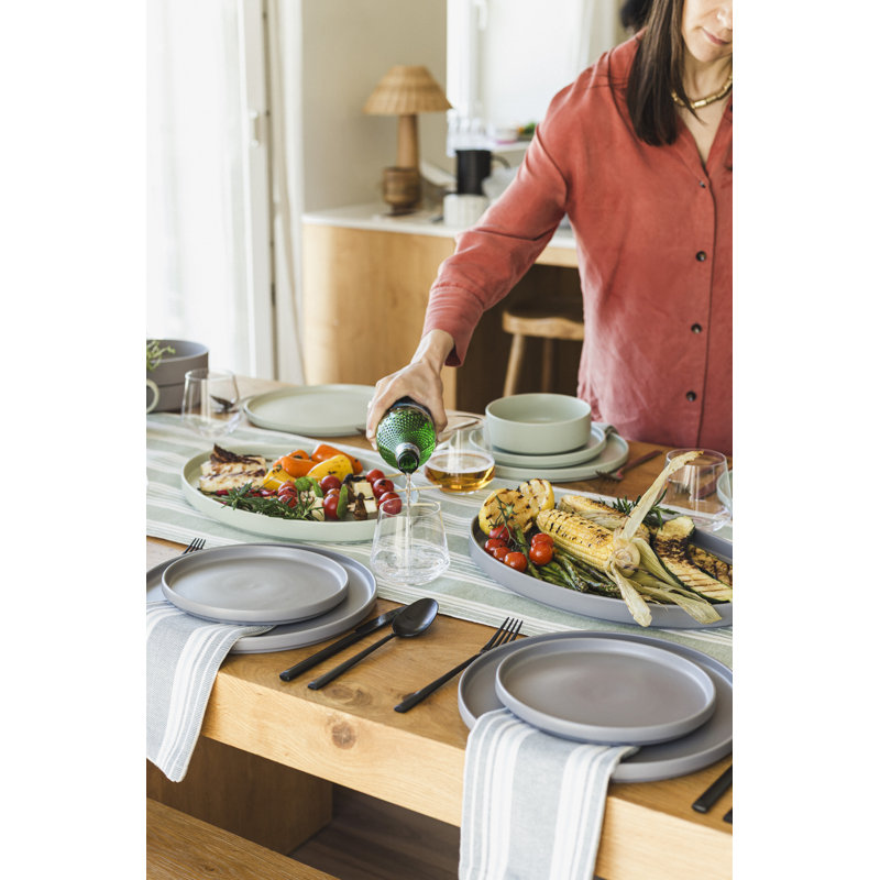 over&back Woven Striped Cloth Napkins, Gray