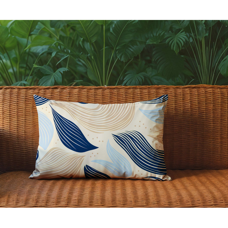Coussin rectangulaire intérieur / extérieur Consuelo, Rectangle H 18 po x l 25 po, Blue