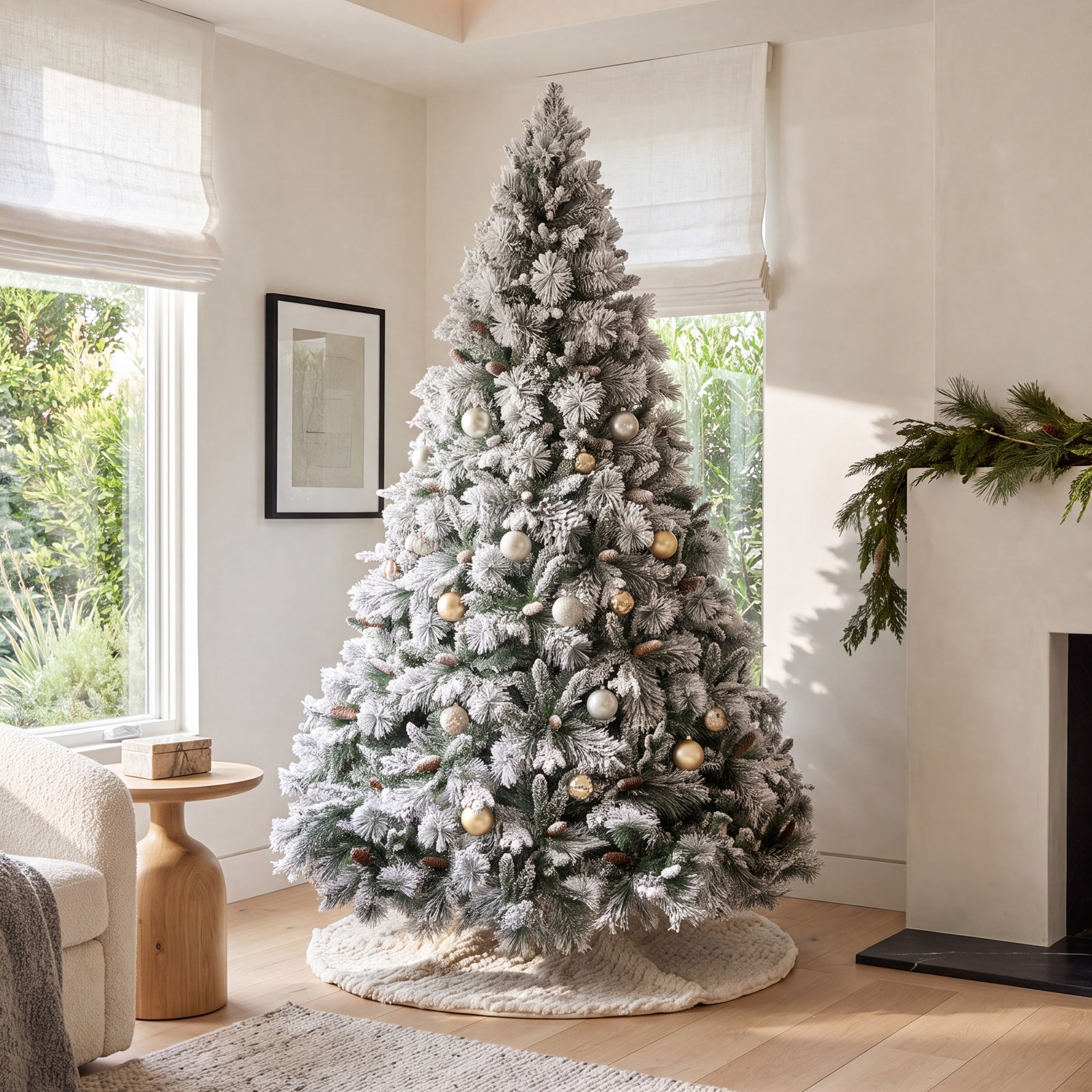 Flocked 7.5' Pre-Lit Christmas Tree, 7.5'