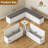 L-Shaped Corner Bench With Storage, Breakfast Nook Bench With Gray Cushions, White-1167778546