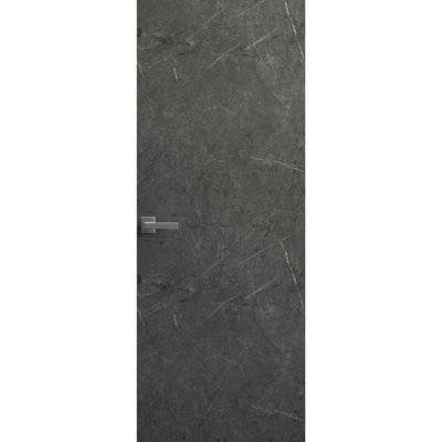 Porte invisible pleine avec poignée Planum 0010 Pietra, cadre invisible argenté 24 po x 80 po, ouverture extérieure à droite, charnières dissimulées, poignée de verrouillage, portes modernes sans cadre