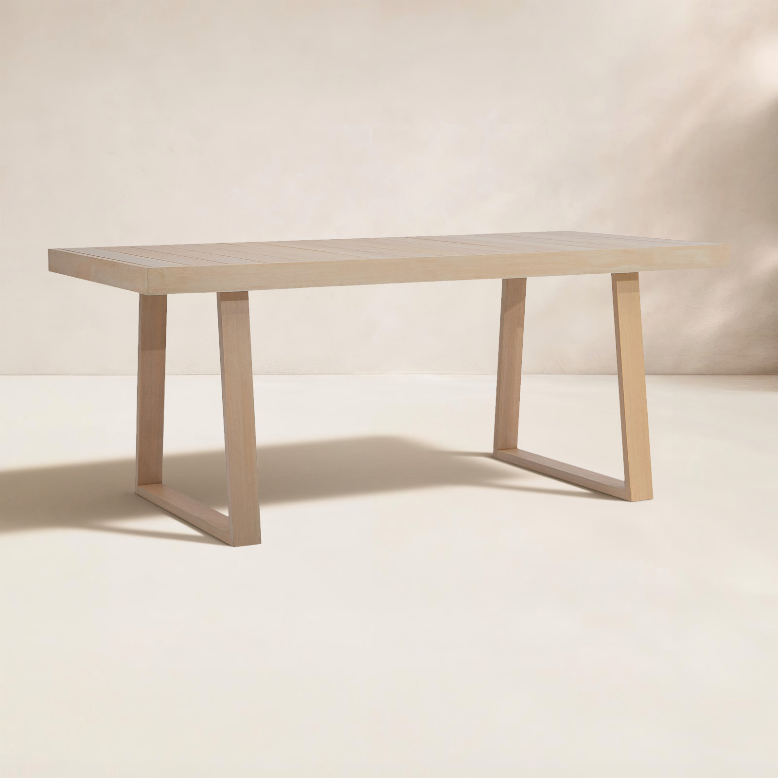 Solid Eucalyptus Wood Dining Table with Sled Legs
