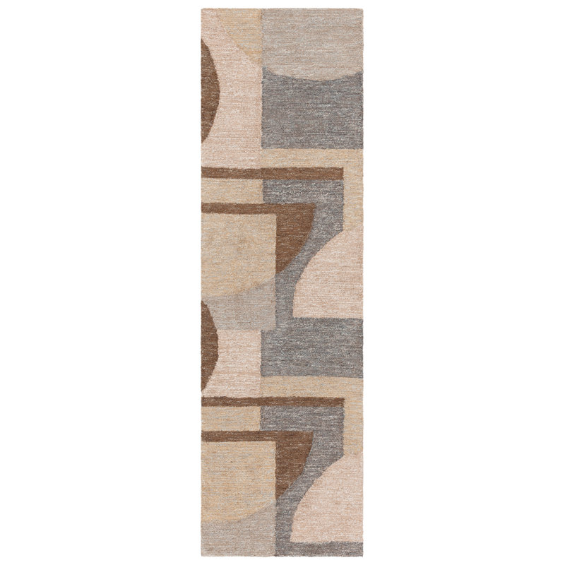 Tapis abstrait en coton et jute touffeté à la main AnyelaHand, Tapis de couloir 2 pi 3 po x 8 pi