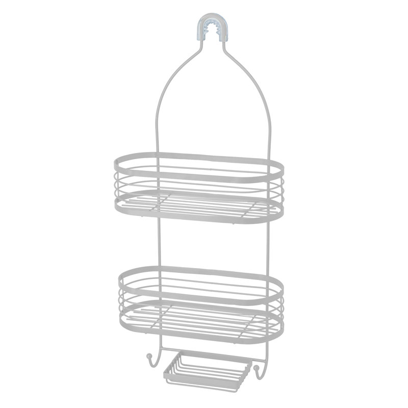 Grand chariot de douche moderne à 3 niveaux avec accents en bande antidérapant et antidérapant gris mat, Gris mat