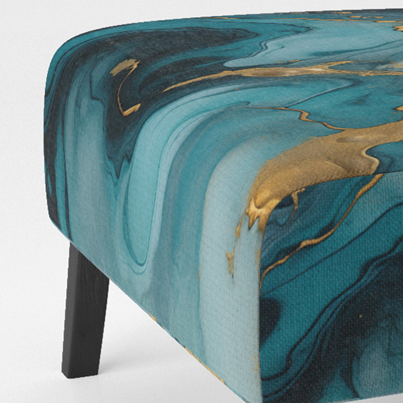 Berendien Marble Upholstered Slipper Chair Velvet, Turquoise/Gold Polyester Blend