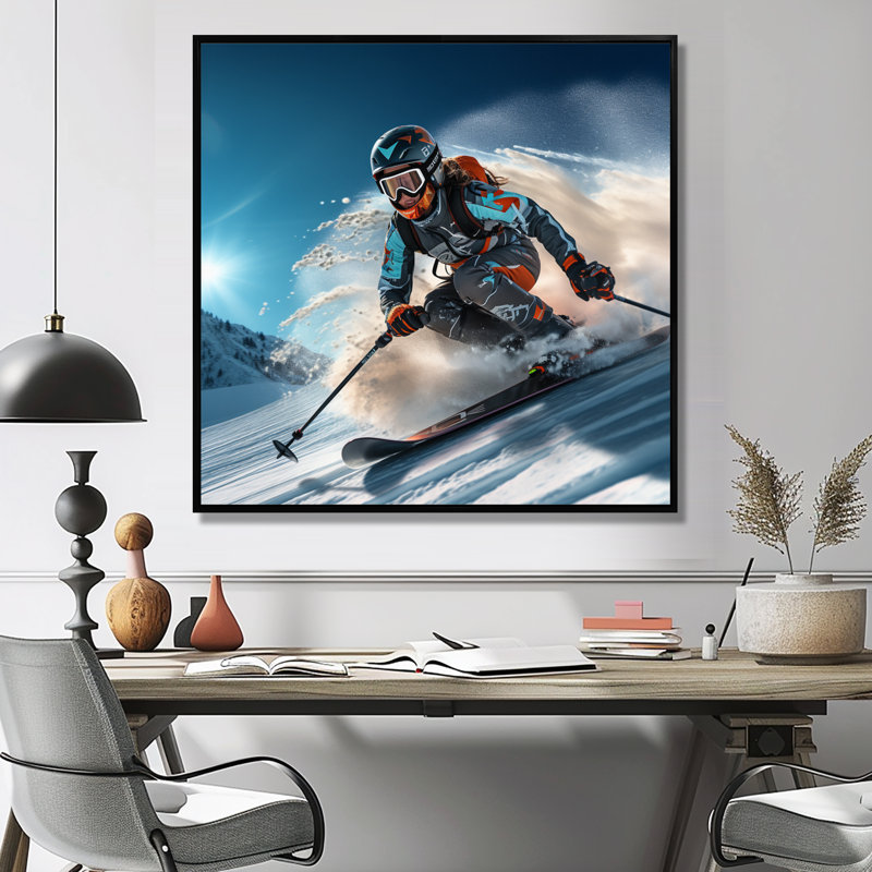 «Downing the Mountain in Speed And Style I», impression d'art mural, Cadre flottant noir, H 16 po x l 16 po x P 1 po