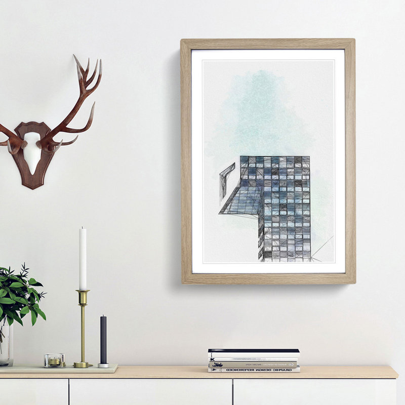 Sketching the Architecture Vol.54 - Picture Frame Drawing Print, Oak Framed, 87cm H x 62cm W x 2cm D