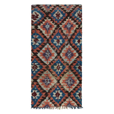 One-of-a-Kind Runner 3'1" X 6'6" 1950s Runner Wool Area Rug
