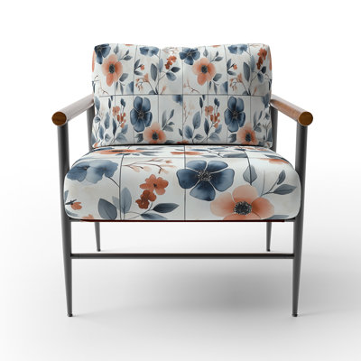 French Country Accent Chair - Floral Patch Blue Arm Chair