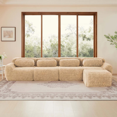 Tissu moelleux doux et moelleux en forme de L, canapés modulaires pour canapé modulaire, conception antidérapante en éponge haute densité 32D, connexion à boucle libre, aucun assemblage requis, pour la chambre à coucher