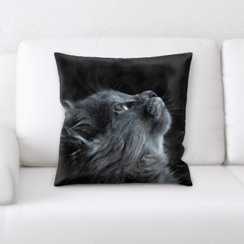 Cat Microsuede Reversible Throw Pillow