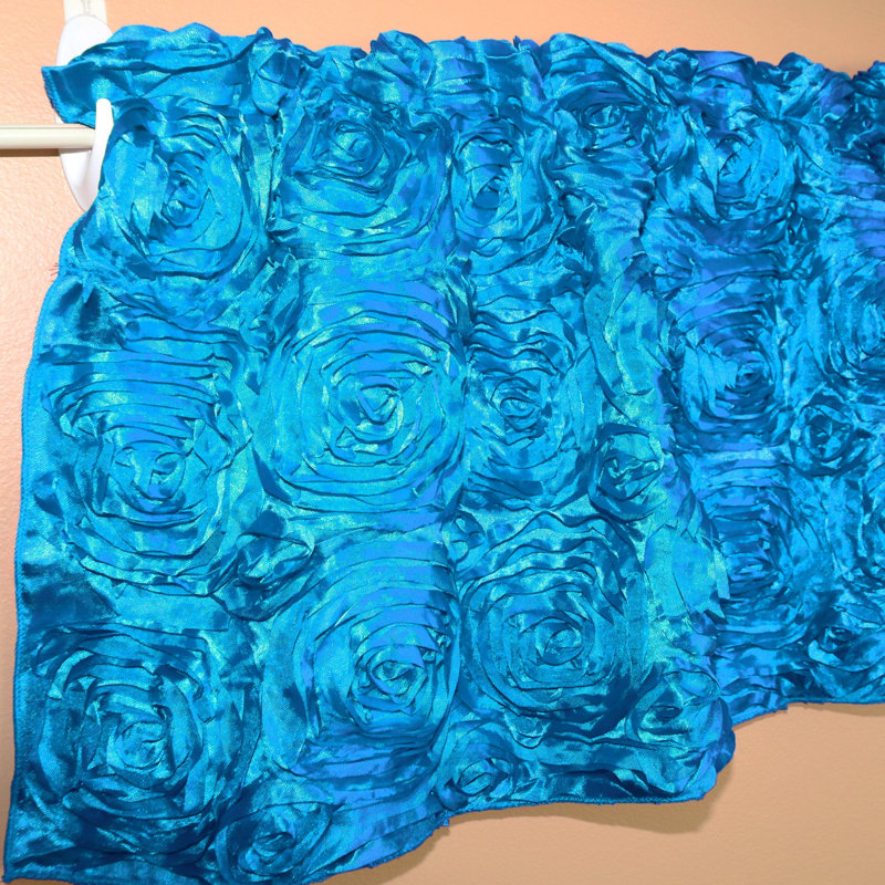 Floral Tailored Window Valance, 54" W x 20" L, Turquoise