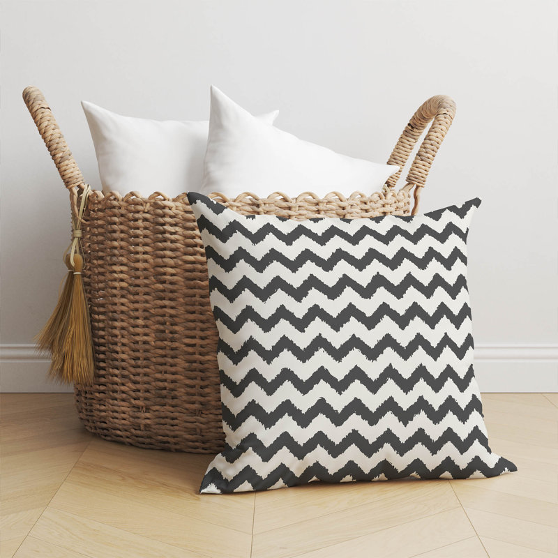 Coussin Chevy Tribal, Ivoire/gris anthracite, H 26 po x l 26 po