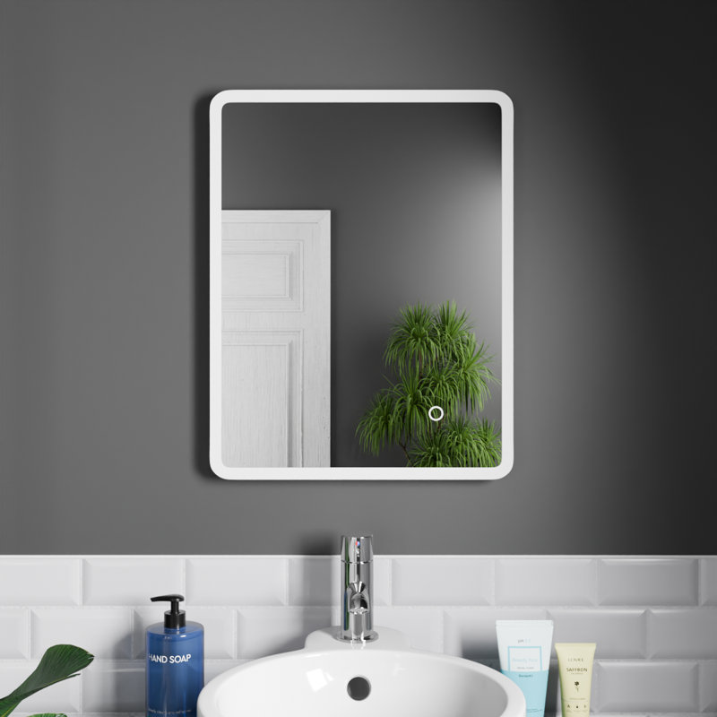 Rectangle LED Bathroom Mirror Fog Free Touch Sensor, 39 cm H x 50 cm W