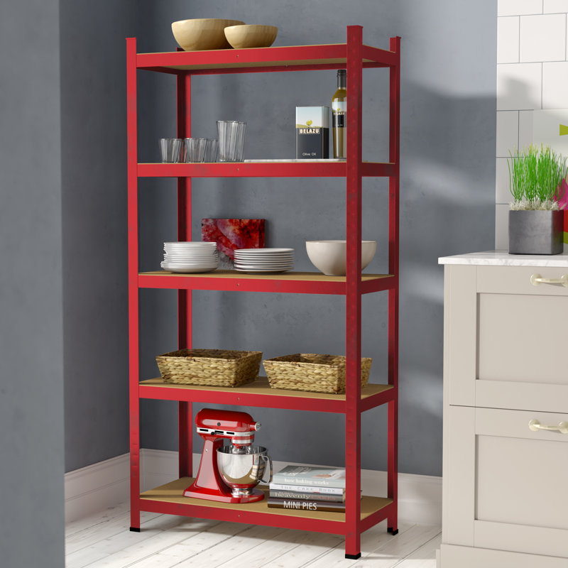 Vida Metal Height -Adjustable Shelving Unit, Large, Red