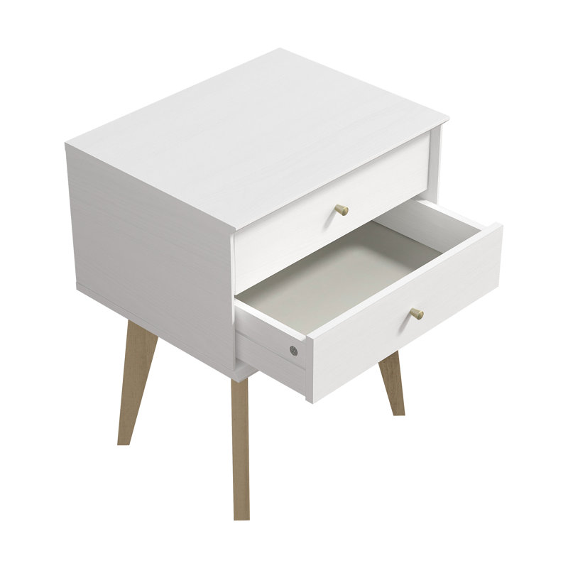 Branquinha 2 Drawer 22" H Nightstand, Pearl White Oak/Oslo Oak, Individual