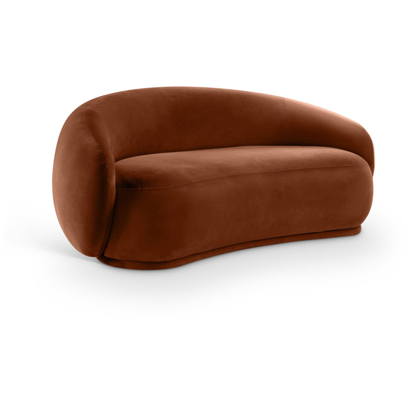 Causeuse en velours Emery, Velours cognac