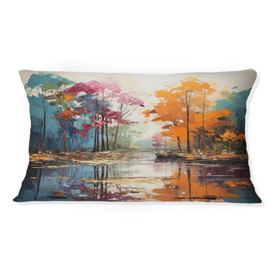 Coussin décoratif jaune et rose Neo Primal Forest Collage