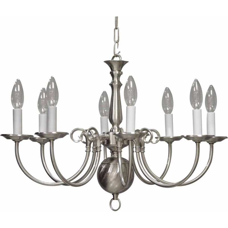 8-Light Indoor Brushed Nickel Classic/Traditional Candelabra Chandelier, Brushed Nickel