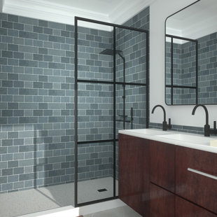72" H x 34" W Fixed Framed Shower Screen with 5/16" Clear Glass