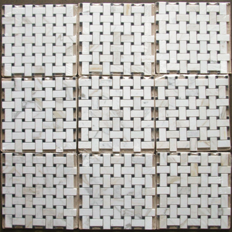 Calacatta 12" x 12" Marble Mosaic Tile, White/Gray