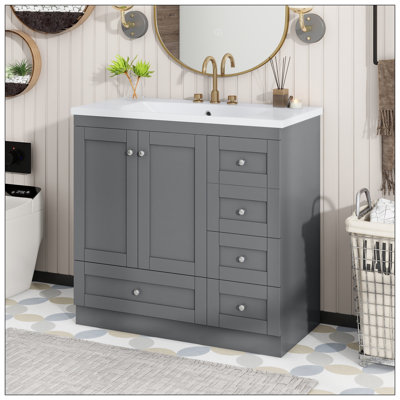 Meuble-lavabo sur pieds 36 po style Shaker