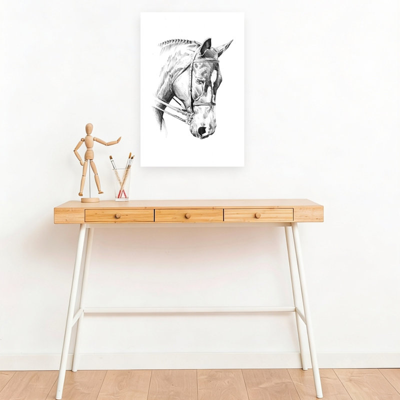 Portrait de cheval tressé, impression contemporaine, H 18 po x l 12 po