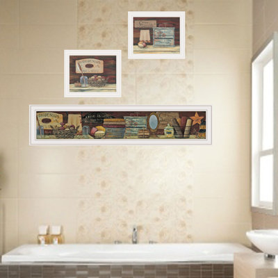 «Country Bath II», ensemble de 3 encadrements de vignettes pour le salon et la maison par Pam Britton