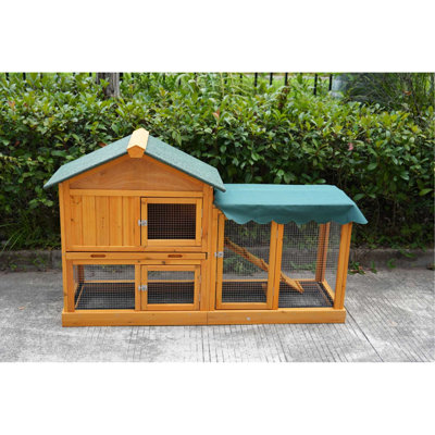 Cage à lapins intérieur / extérieur avec cage, plateau anti-fuites, panneau UV et grillage amovible