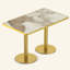 Table de salle à manger Tulipe de 47,24 pouces, plateau en pierre frittée avec impression luxueuse imitation marbre, base en acier inoxydable, surface résistante aux égratignures et à l'usure, imperméable, convient aux restaurants aménagés.-381087787