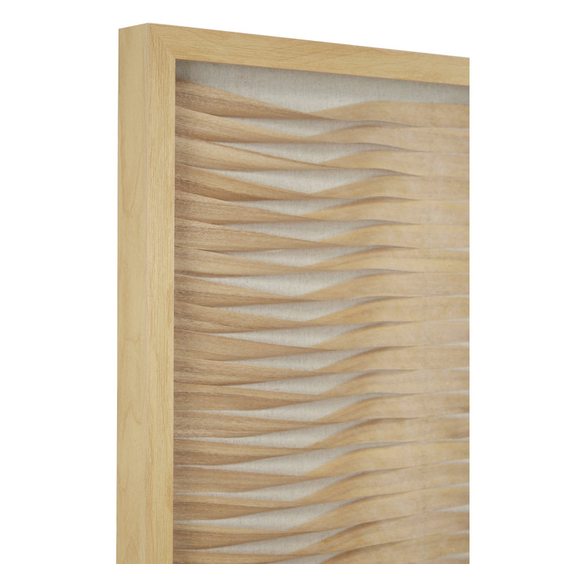 Large Brown Wood and Rattan Shadow Box Wall Art Set