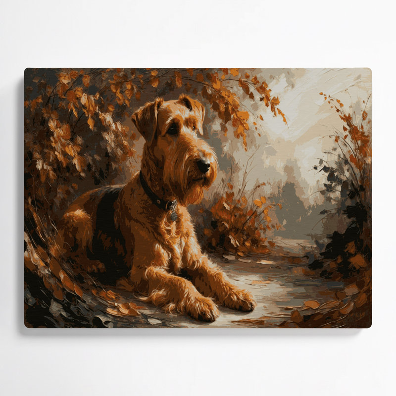 Chiens Airedale Terrier, art mural en métal brun, H 24 po x l 36 po