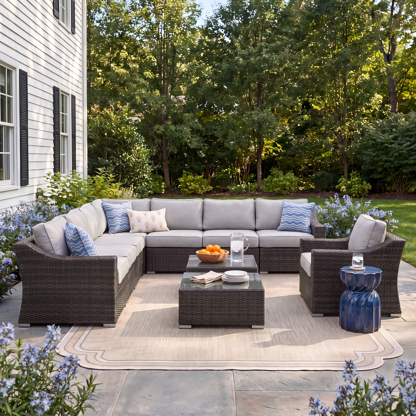 Saffi 7-Person Patio Seating Group, Brown