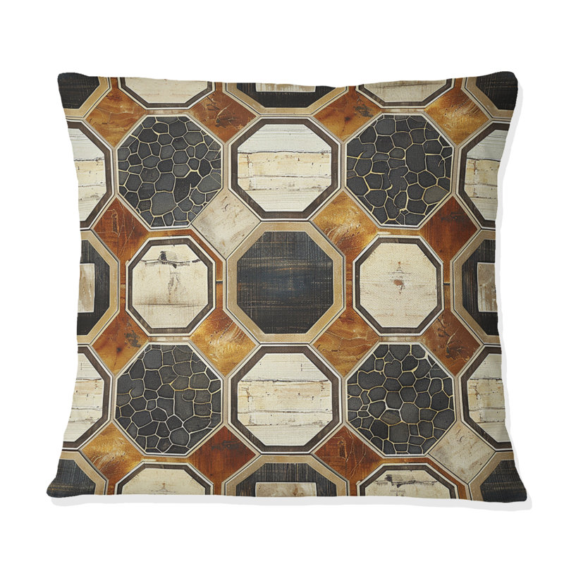 Coussin décoratif brun beige Midcentury I - Midcentury, H 16 po x l 16 po