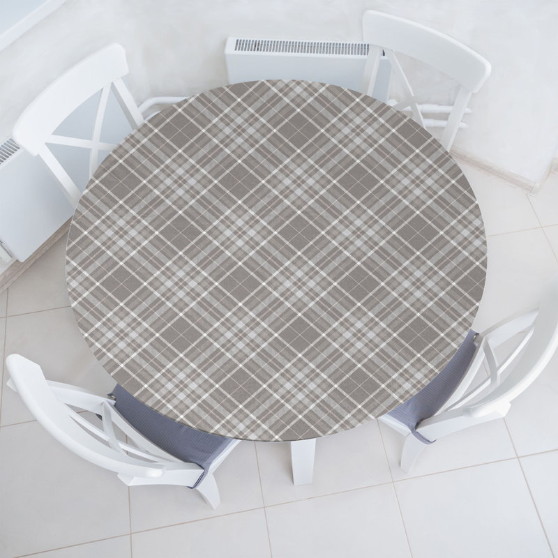 Ambesonne Abstract Fitted Round Tablecloth Dimgray Pale Grey, 51.97" Round