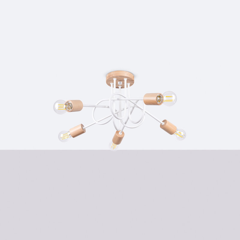 Chandelier, 26cm H x 61cm W x 15cm D, White, 5 Lights