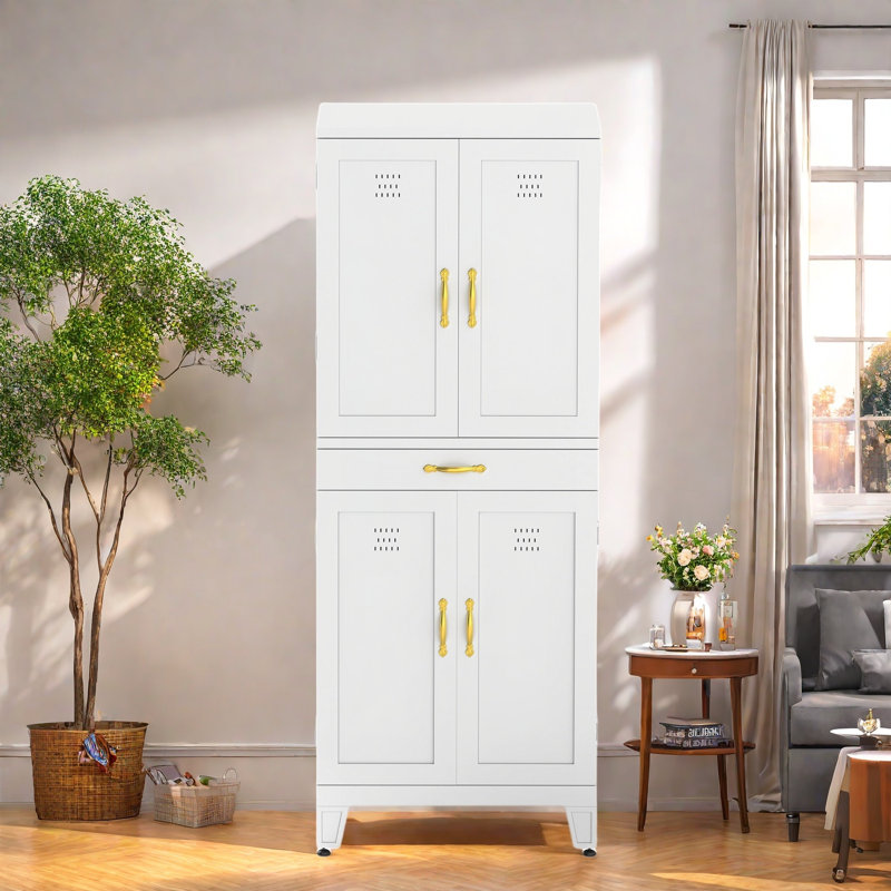 Armoire de rangement 72 po en métal avec tablettes réglables