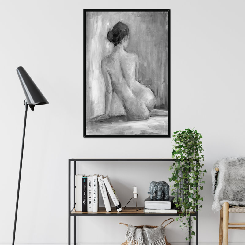 Figure In Black And White I by Ethan Harper - Painting, Black Framed Paper Print, 34cm H x 24cm W